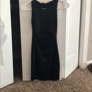 Black ribbed underbust cutout dress